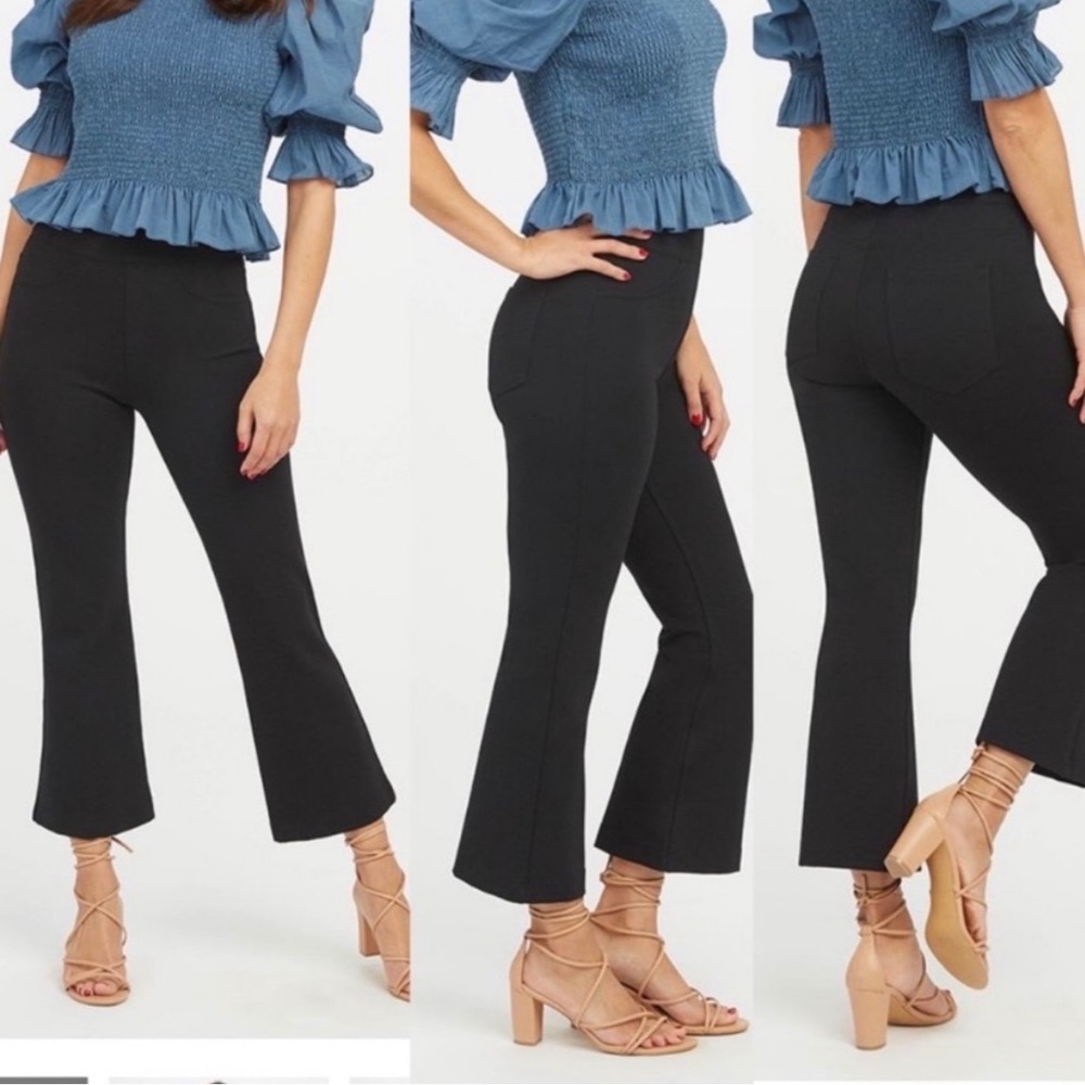 Spanx The Perfect Pant Women Small Black cropped kick Flare Business Casual